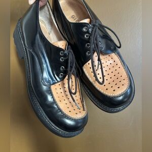 Vintage Men’s/Women’s GIRAUDON Black and Tan Leather OXFORD Derby Shoes 41